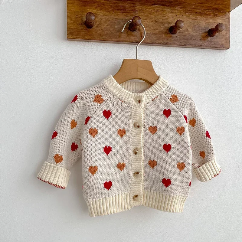 

Новинка 2026 года: Весенний вязаный кардиган для новорожденных девочек 0-3 лет, с длинным рукавом, детская одежда