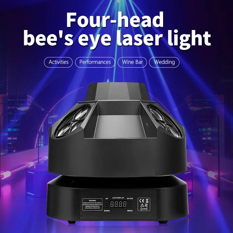 

Four headed bee eye laser light KTV bar voice controlled bouncing light, rotating colorful light, stage shaking head beam light