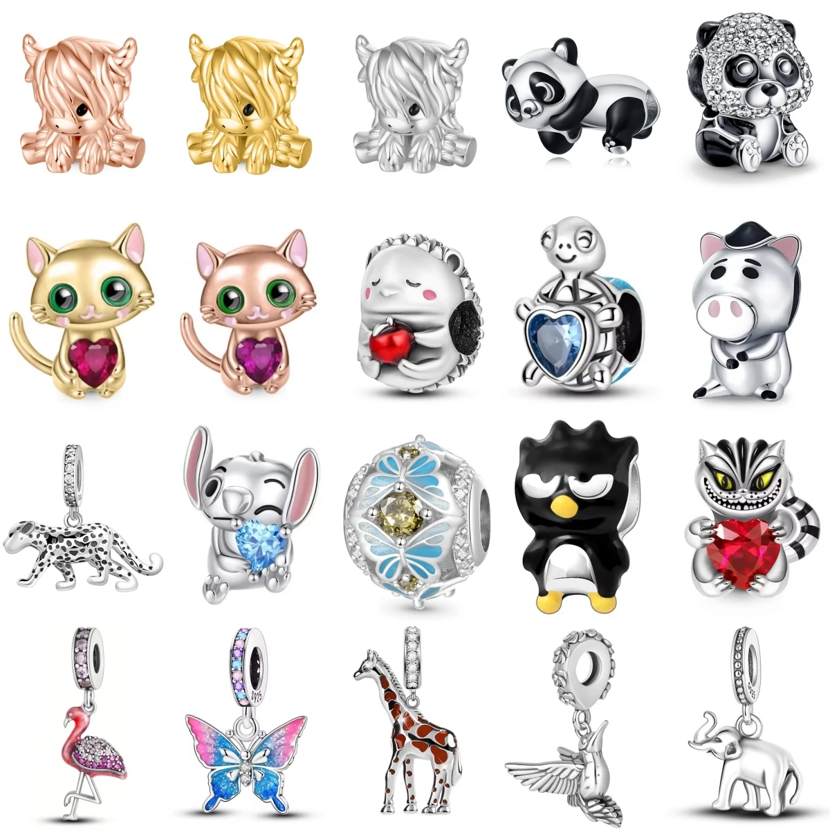 

New 925 Silver Miniso Animal series Cow hedgehog giraffe elephant Pendant Charm Bead fit Original Bracelet DIY Women Jewelry