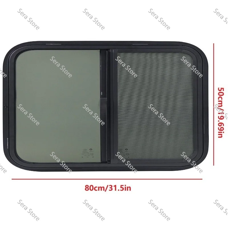 800*500mm Horizontal‑Sliding RV Side Window, Left‑Right Push‑Pull Camper Window for Caravan Motorhome