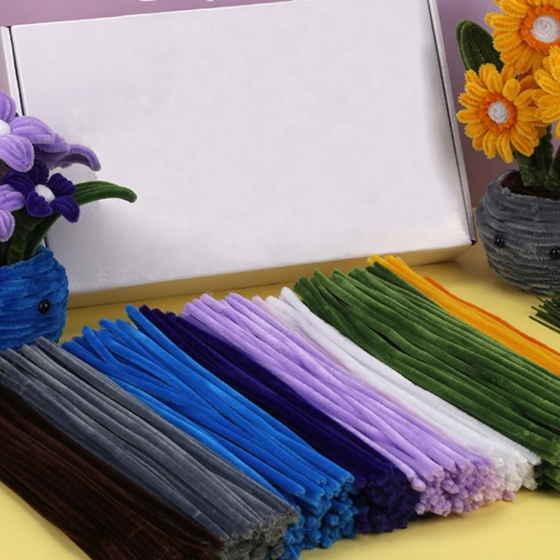 Pipe Cleaners Kits DIY Potted Flower Set Chenilles Stems Floral Stems Wires for DIY Art Creative Crafts Project Decors