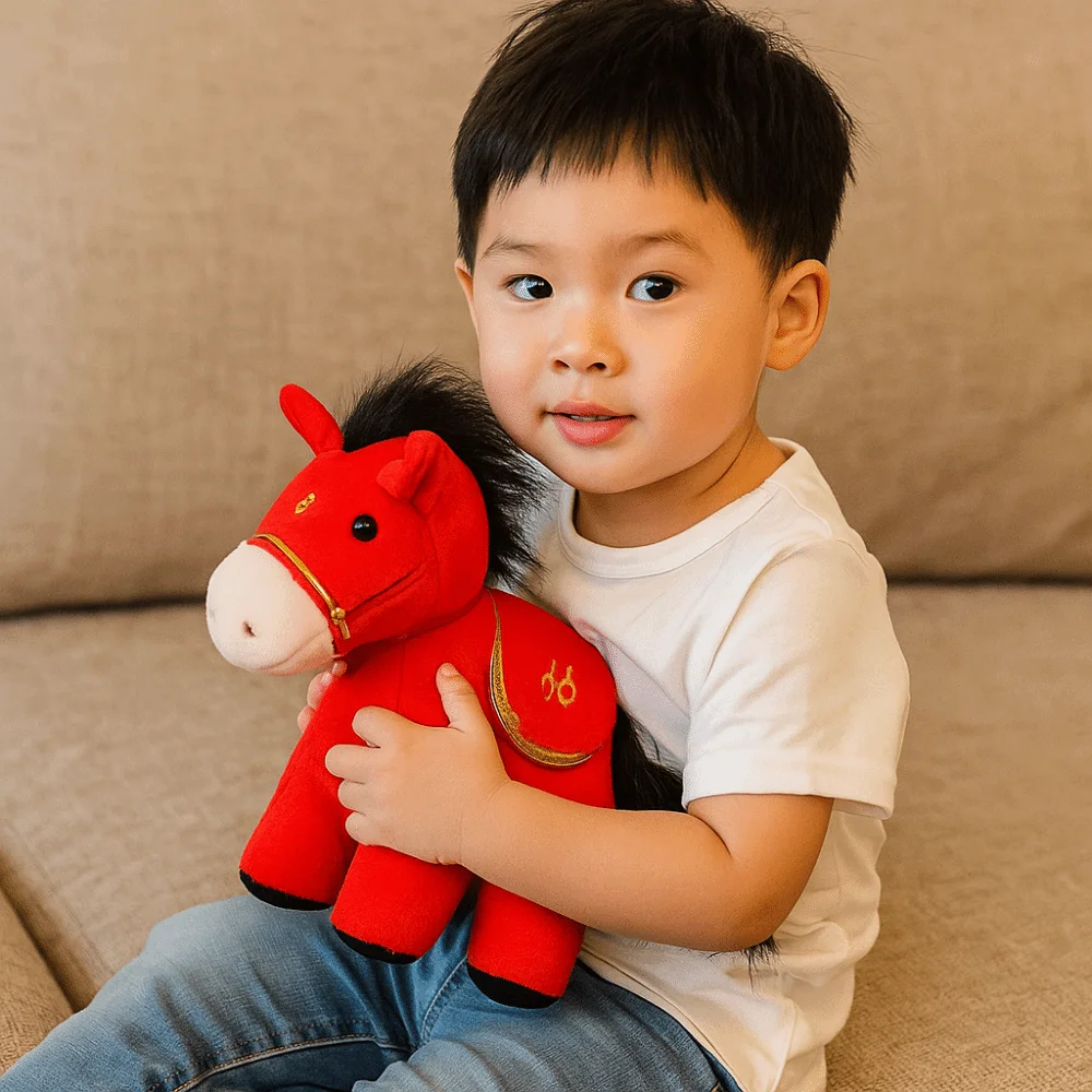 Buona Fortuna Kawaii Peluche Cavallo Bambola Stile Cinese 17/22/30 cm Cartoon Steed Doll Soffice Morbido Zodiaco Pony Figurine Regalo Di Compleanno