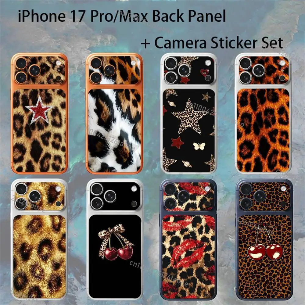 

Leopard Print Cherry Star For iPhone 17Pro/ProMax Battry Back Cover with Camera Decal Skin Rear Protective Sticker Film