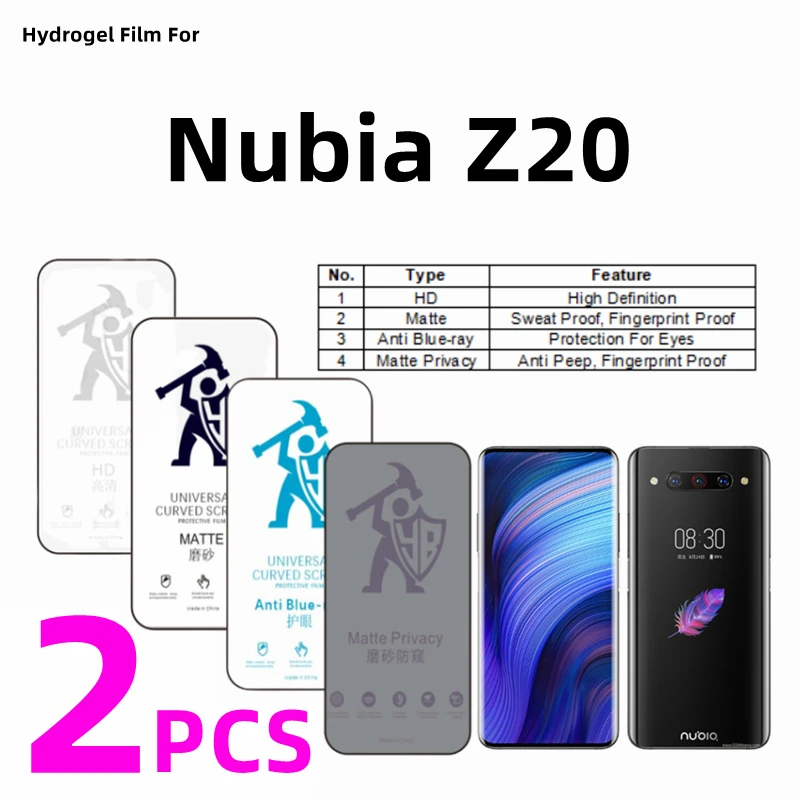 

2pcs HD Hydrogel Film For Nubia Z20 Matte Screen Protector For Nubia Z20 Eye Care Anti Spy Matte Protective Film
