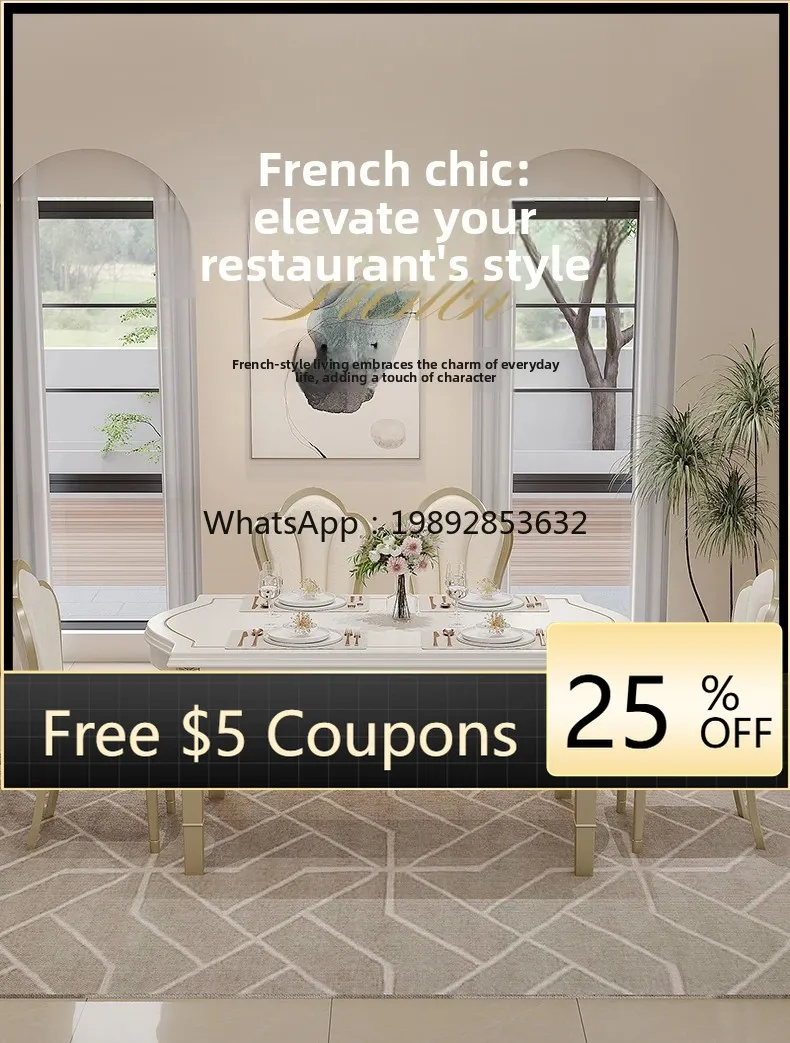 

zz light luxury high-end rock slab dining table simple rectangular European solid wood dining table