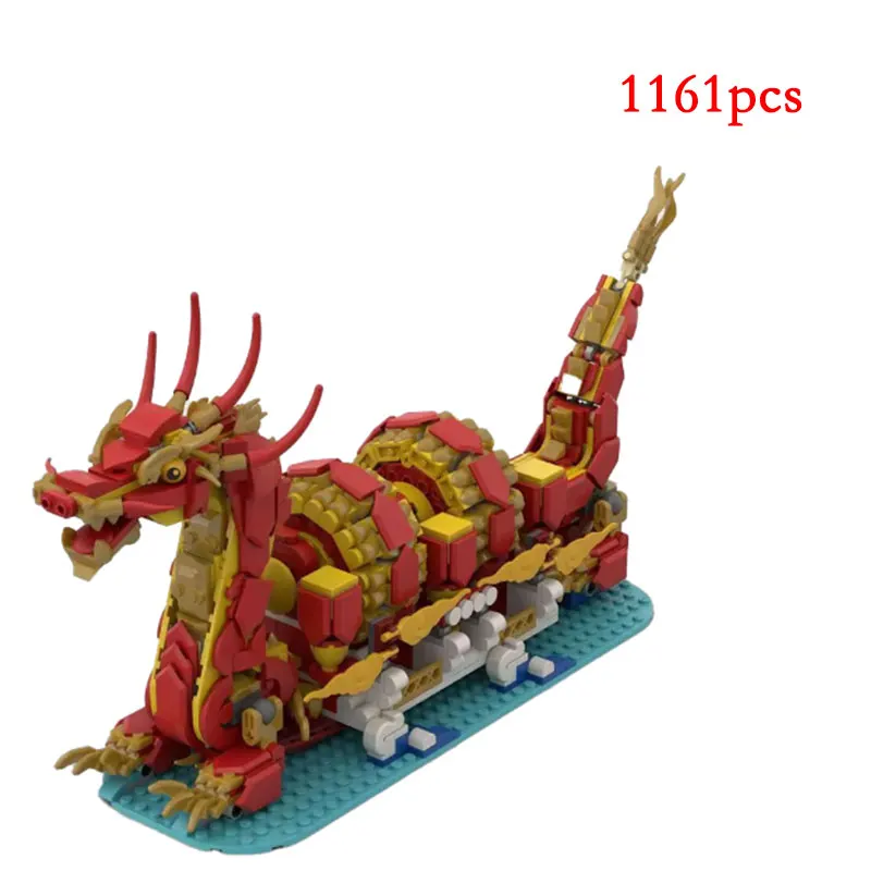 Spot piccola particella MOC drago di buon auspicio che costruisce puzzle animale fai da te giocattolo creativo ornamento regalo