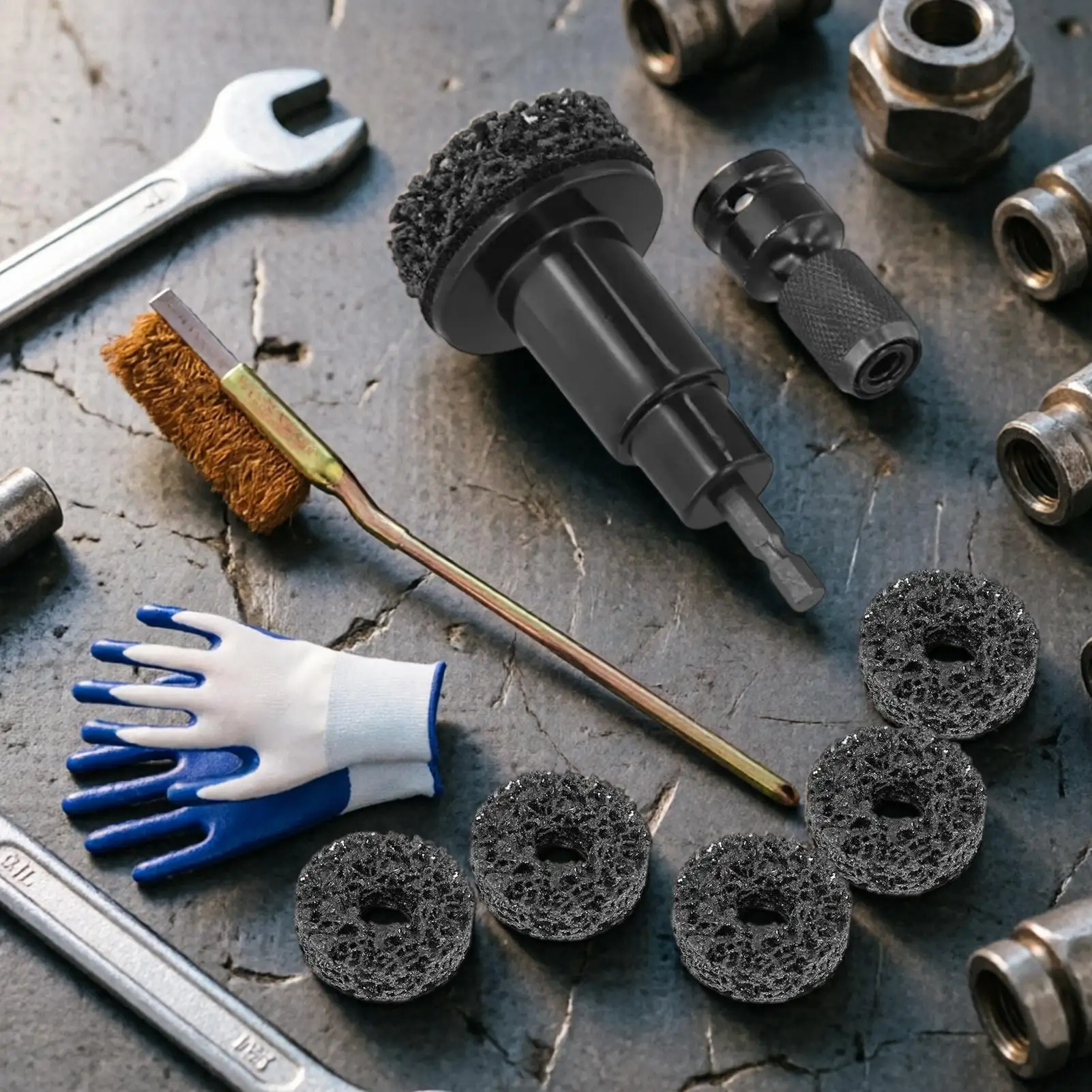Wheel Hub Cleaning Kit Rim Rotor Detailing Kit Wheel Stud Cleaner Tool For Motorcycle Truck Trailer Vehicle Sedan Garage Outdoor