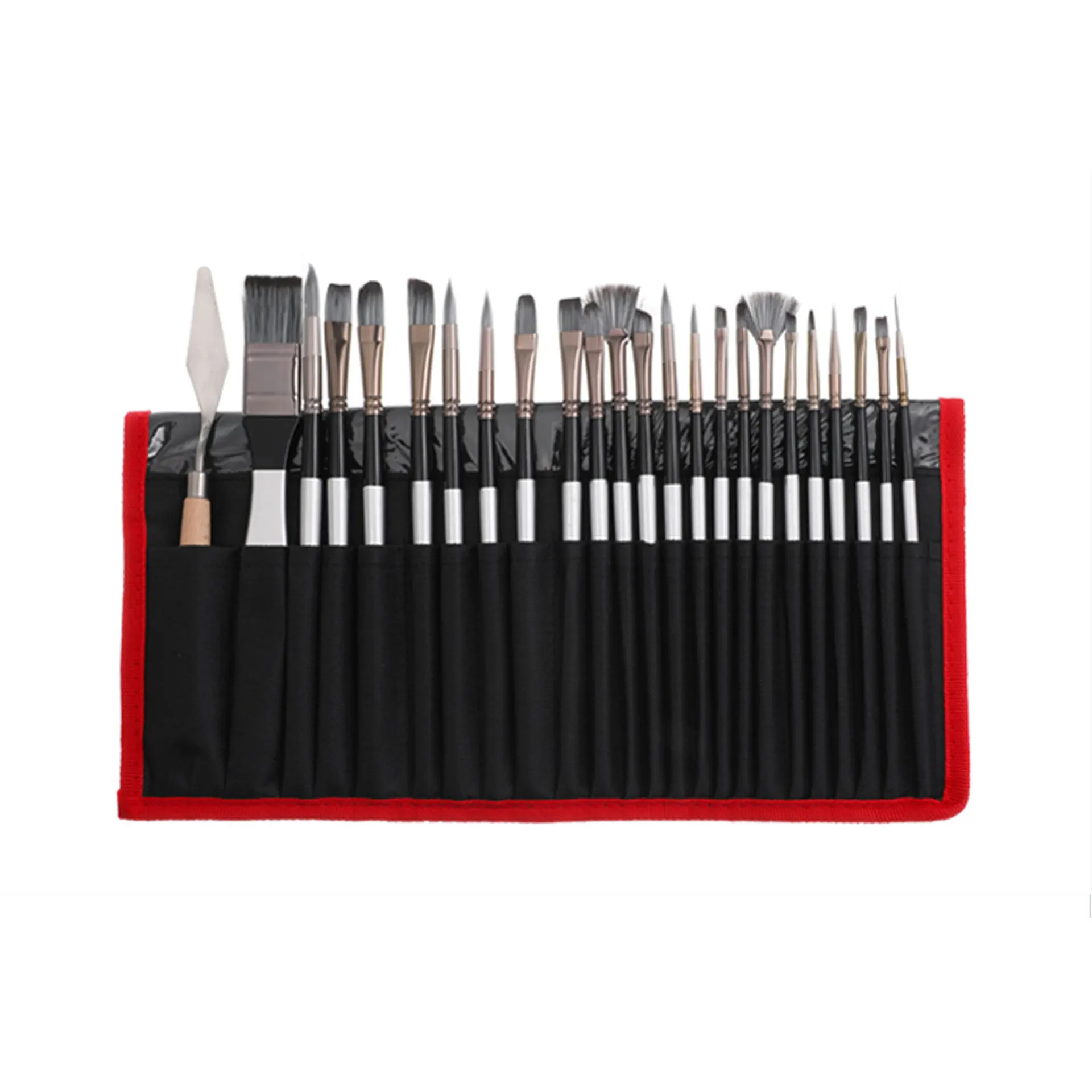 24pcs/set Wooden Handle Watercolor Nylon Hair Painting Brush Scrubbing Scraper Acrylic Painting Art Paint Brushes Supplies