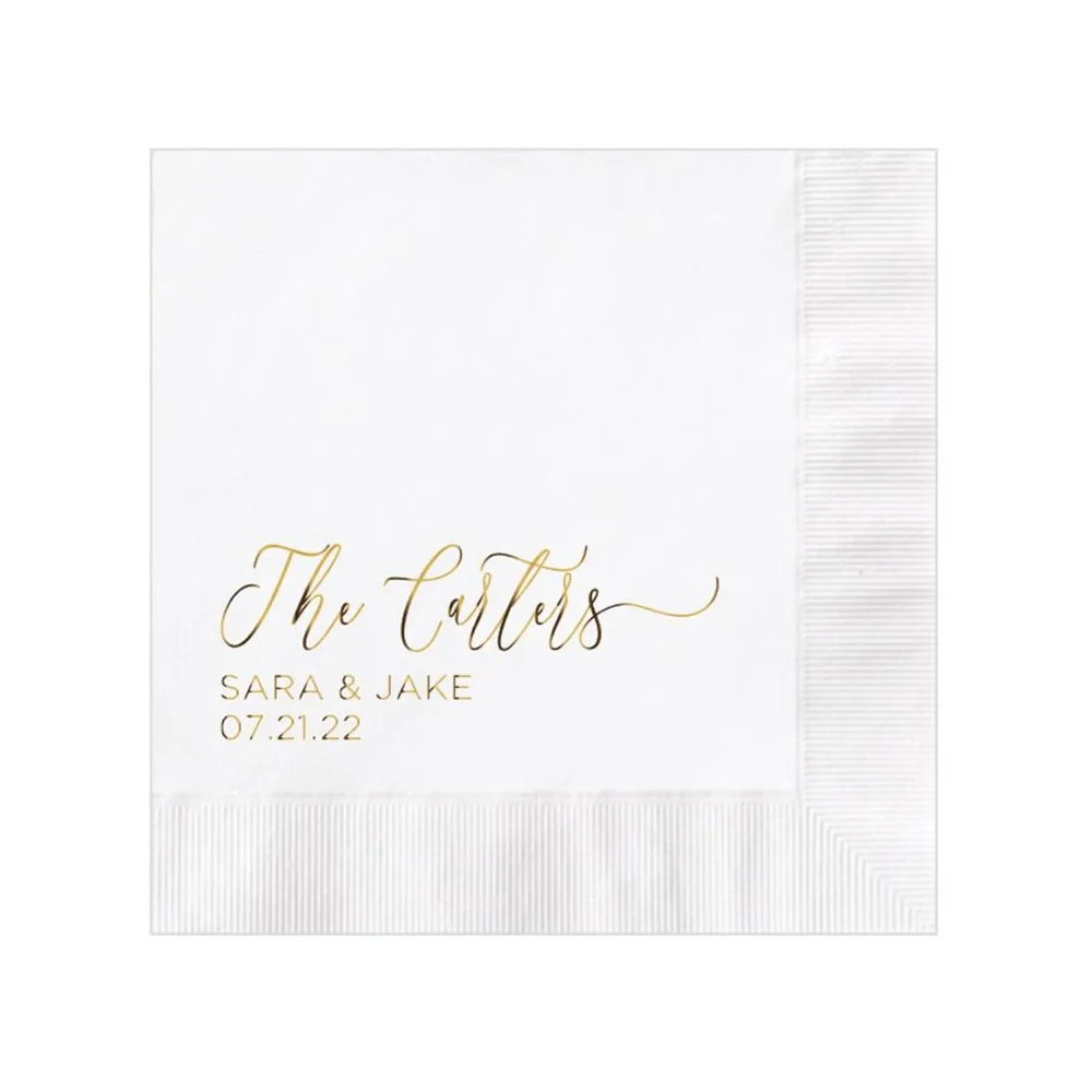 

Personalized Wedding Napkins Custom Monogram Beverage Cocktail Cake Dessert Appetizers Bar Custom Printed Napkin Luncheon Dinner