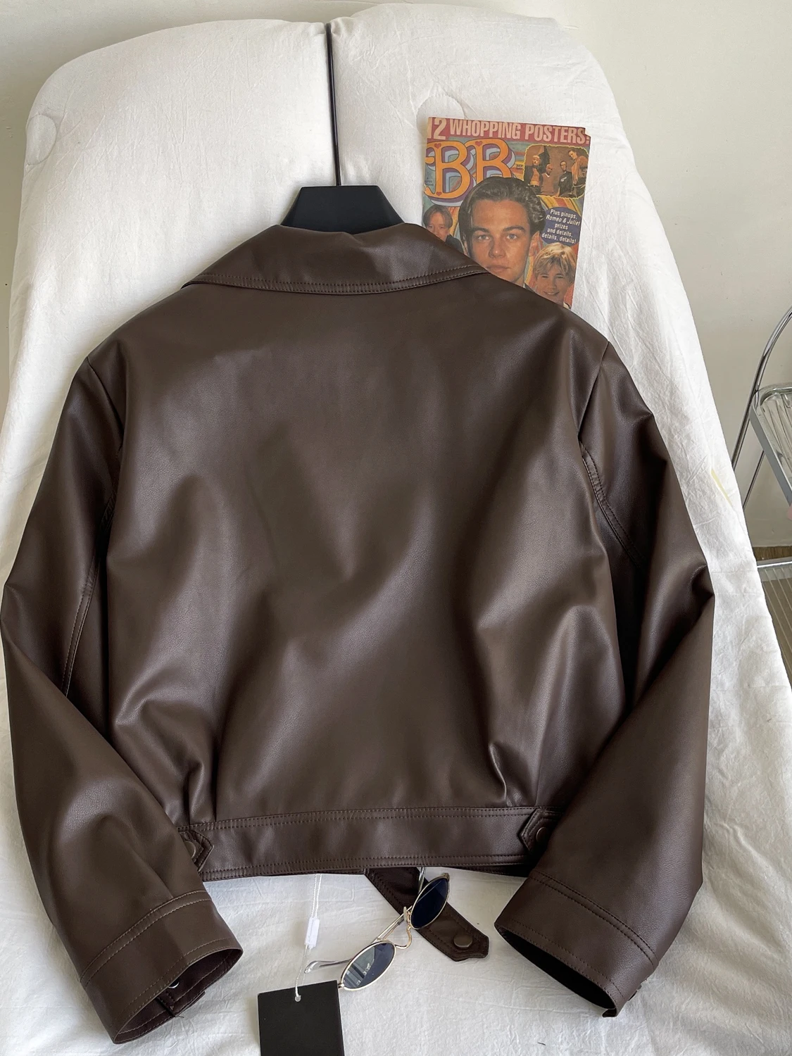 Faionable cuir PU Biker Jaet femmes ort Sle avec col montant boutonné tenue décontracté pour la saison d'automne