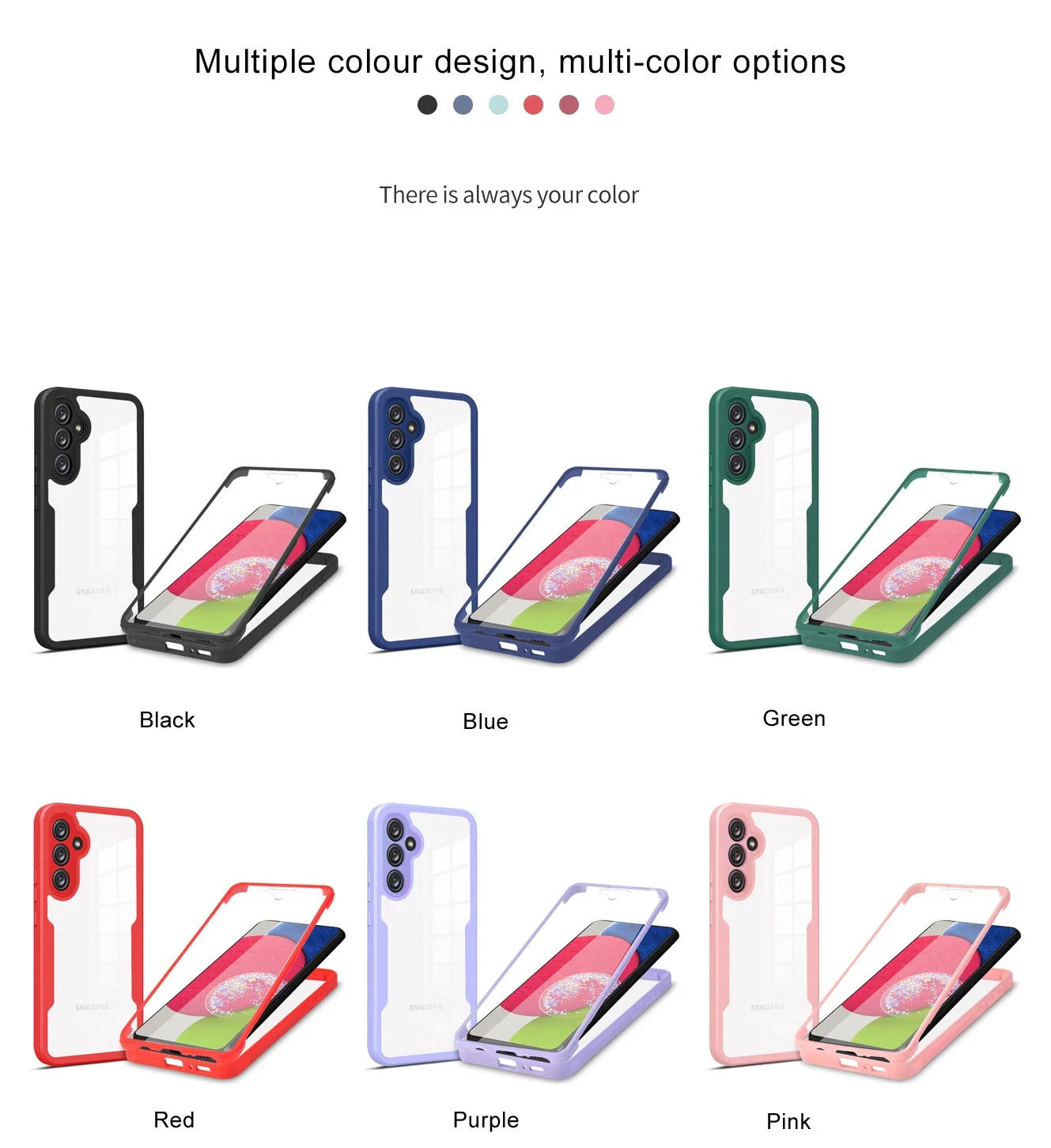 360 Full Body Case for Samsung Galaxy A13 A12 A14 A23 A03 A52 A33 A53 A02 a54 Double Side Coque Transparent Funda Protect Cover