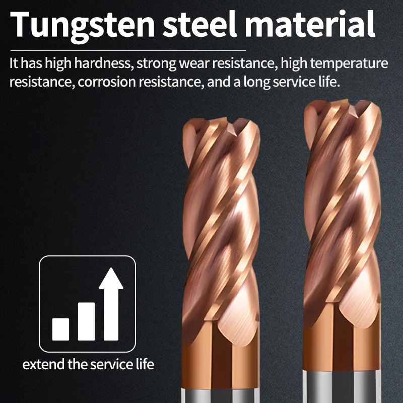 EiMoGe Moinho de topo de raio de canto CNC R Bullnose Cutter Ferramenta de roteador de metal de aço de carboneto de tungstênio 3 4 flautas Usinagem de superfície