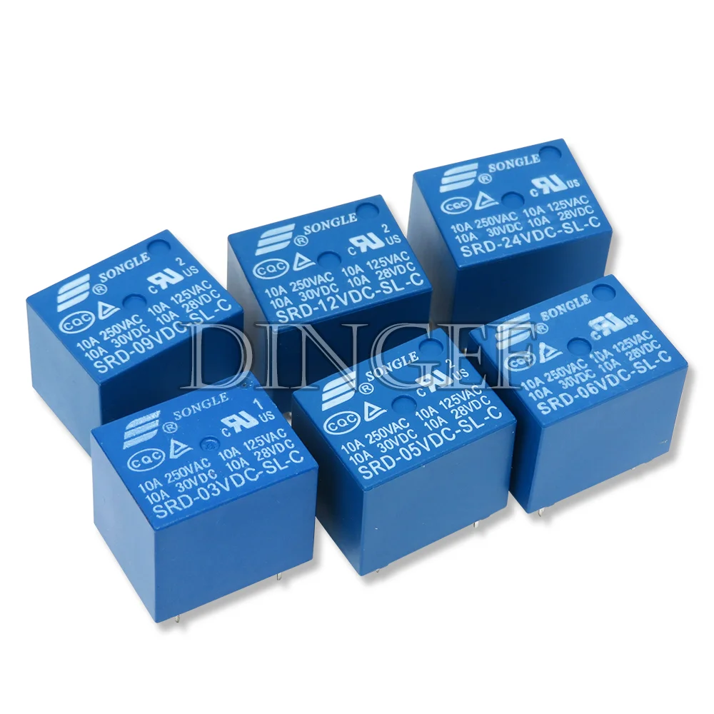 Relays SRD-03VDC-SL-C SRD-05VDC-SL-C SRD-06VDC-SL-C SRD-09VDC-SL-C SRD-12VDC-SL-C 3V 5V 6V 9V 12V 24V 48V 10A 250VAC 5PIN