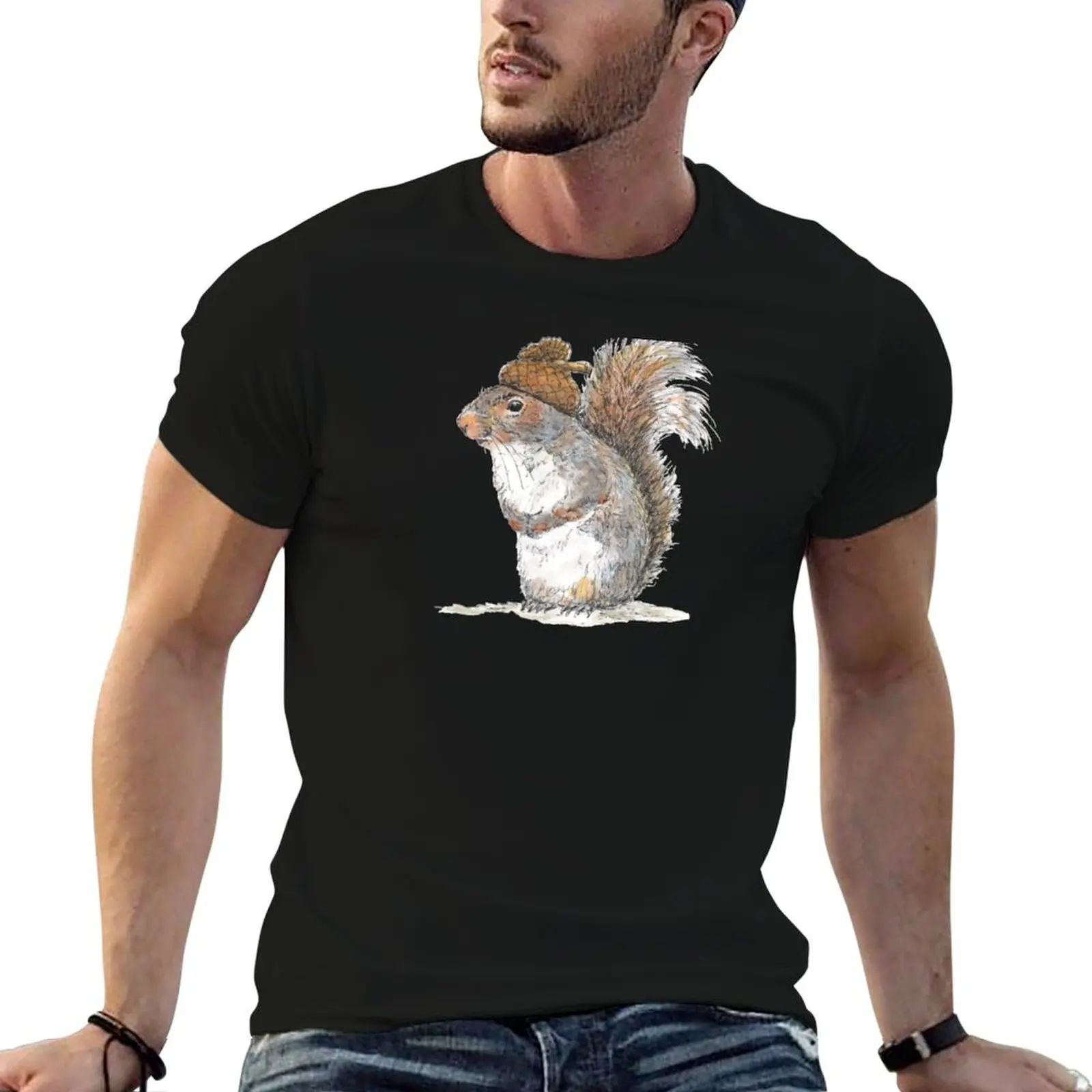 Squirrel with an Acorn Hat Tri-blend T-Shirt baggy shirts new edition Blouse boys animal print mens funny t shirts