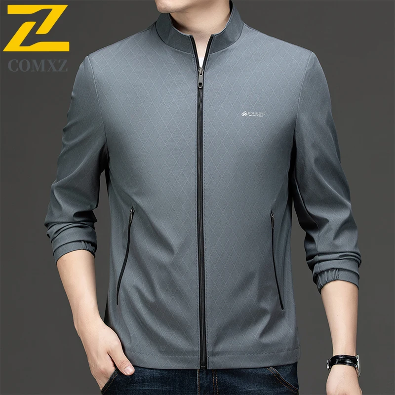 

COMXZ весенняя мужская деловая куртка ветрозащитное дышащее пальто без морщин модная повседневная верхняя одежда премиум-класса офисная ветровка 2025