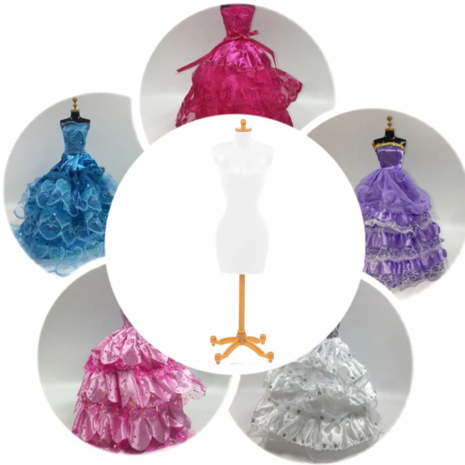 

5Pcs Miniature Clothes Rack Mannequin Plastic Stand for Kids Mini House Accessories Clothes Mannequin Mini House Supplies
