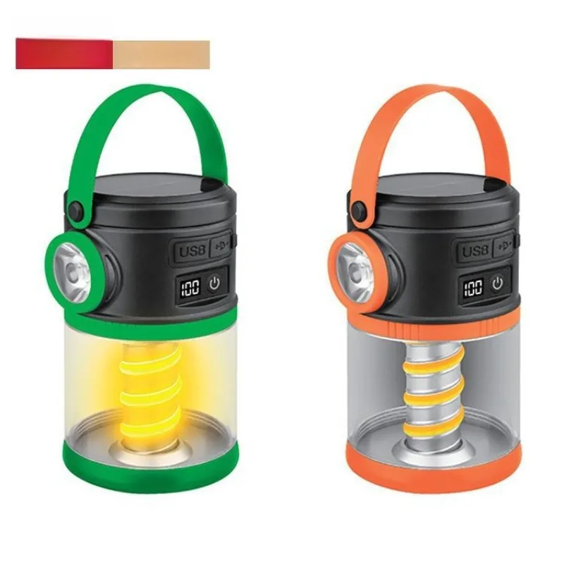 

Solar Camping Lantern: Digital Charging Indicator, Ultra - bright Dual - Flashlight, Portable Power Bank for Emergency Lighting