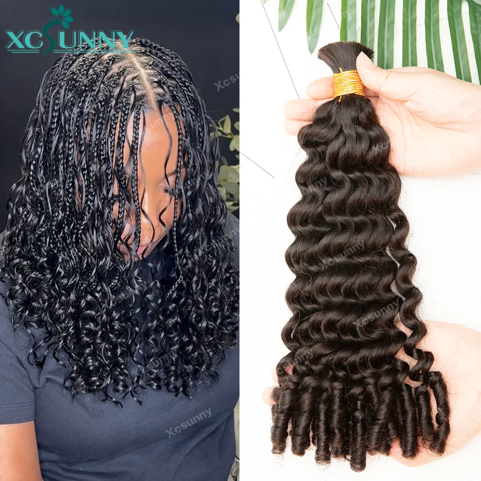 

Натуральные волосы для плетения косичек Deep Wave, глубокие кудри, в стиле бохо, пучки натуральных волос, бирманские пряди, 100% натуральные необработанные волосы