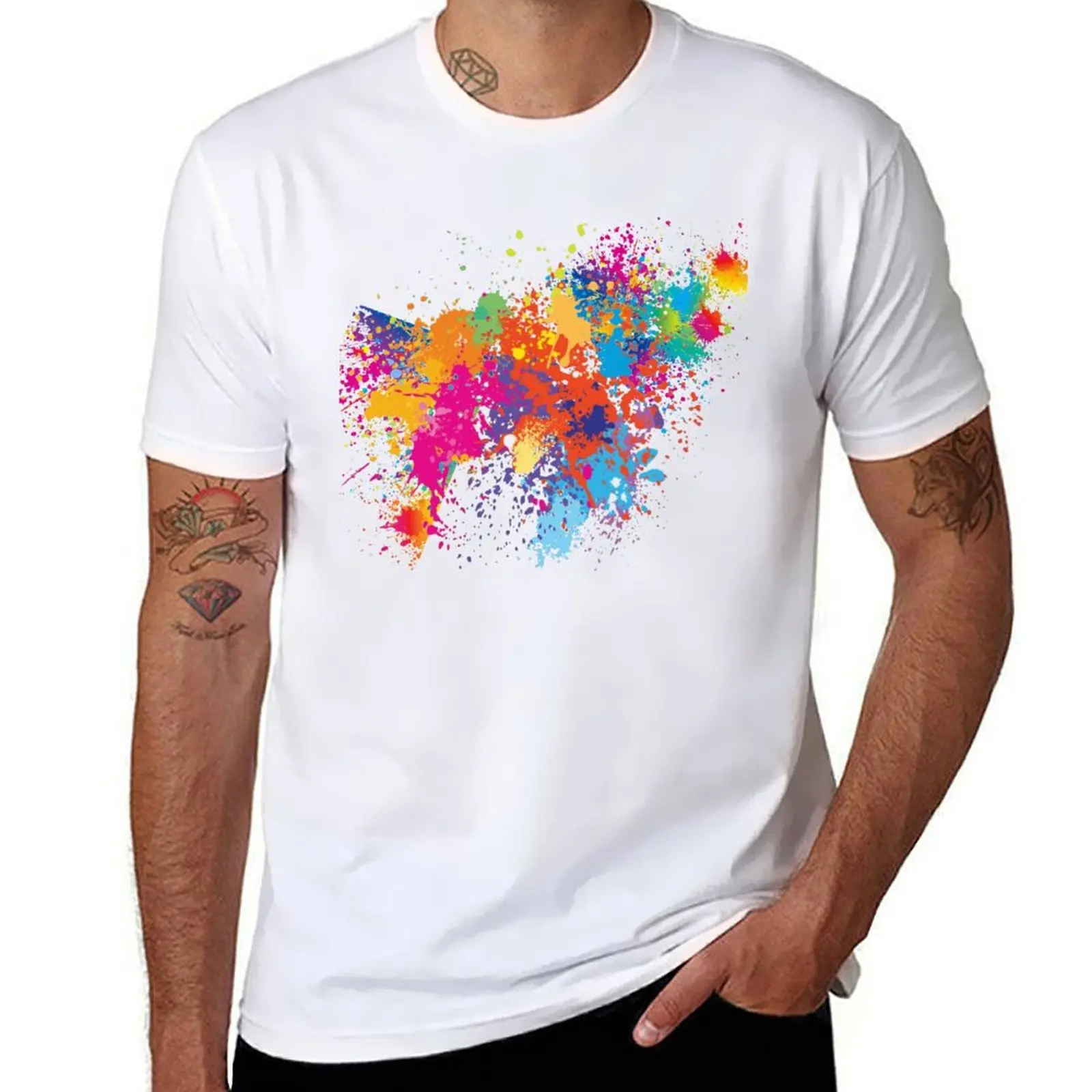 

Splatter Paint T-Shirt Clothing topping oversized graphic tee plus size clothes plain t shirts men