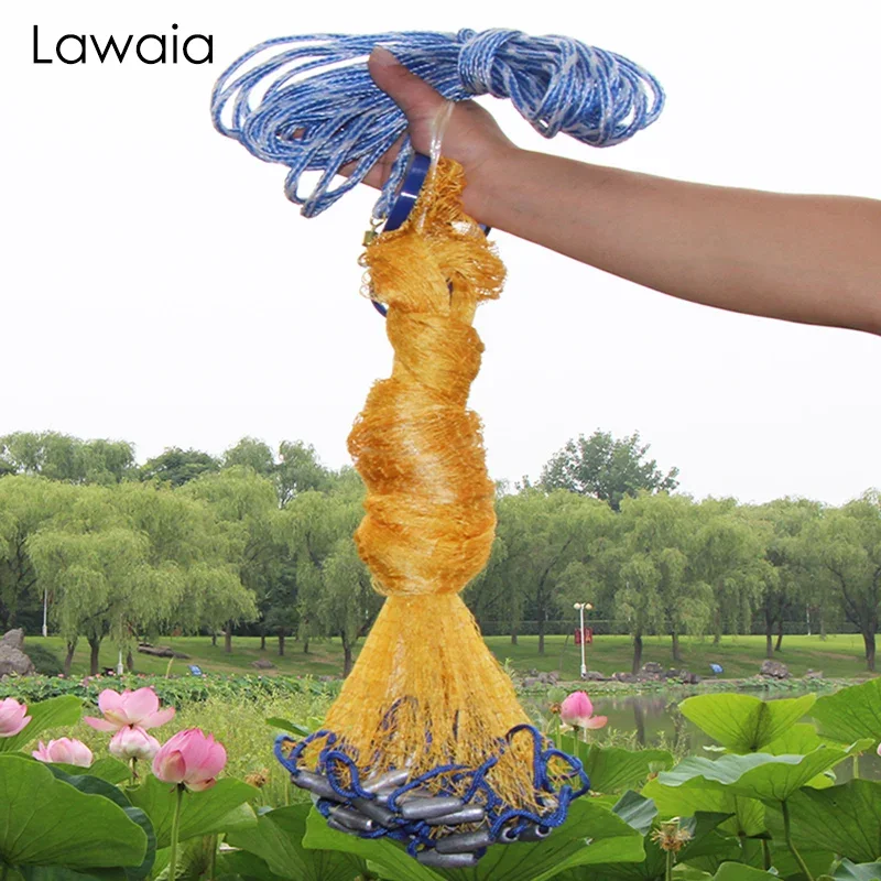 

Lawaia Fishing Net with Lead Sinkers Throwing Hand Yellow Nylon Mesh Fishing Network Casting Usa Network Outdoor Tools