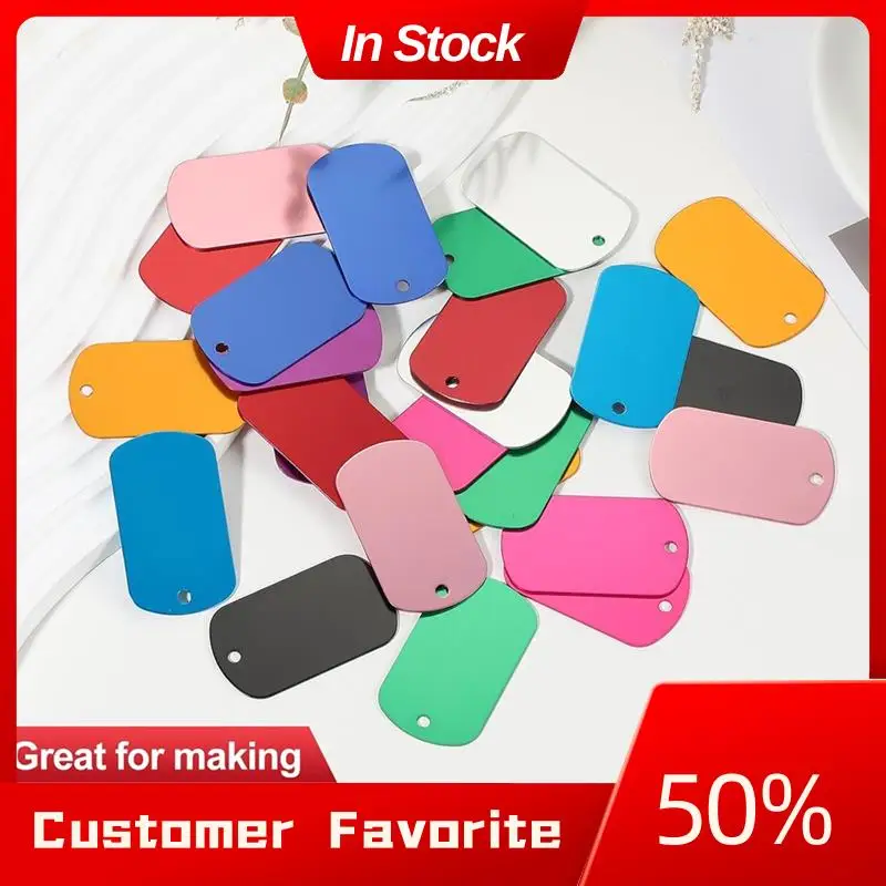 Top Sale Metal Stamping Blanks Tags 2 Inch , 50 Pcs Aluminum Blank Dog Tags Rectangle Laserengraving Blanks ID Name Tag With Hol