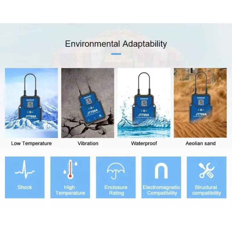جديد في المخزون Jointech Jt709A قفل البضائع اللوجستية لتحديد المواقع المقتفي الذكية Ble لتحديد المواقع تتبع قفل عربة قفل إلكتروني الملاحة