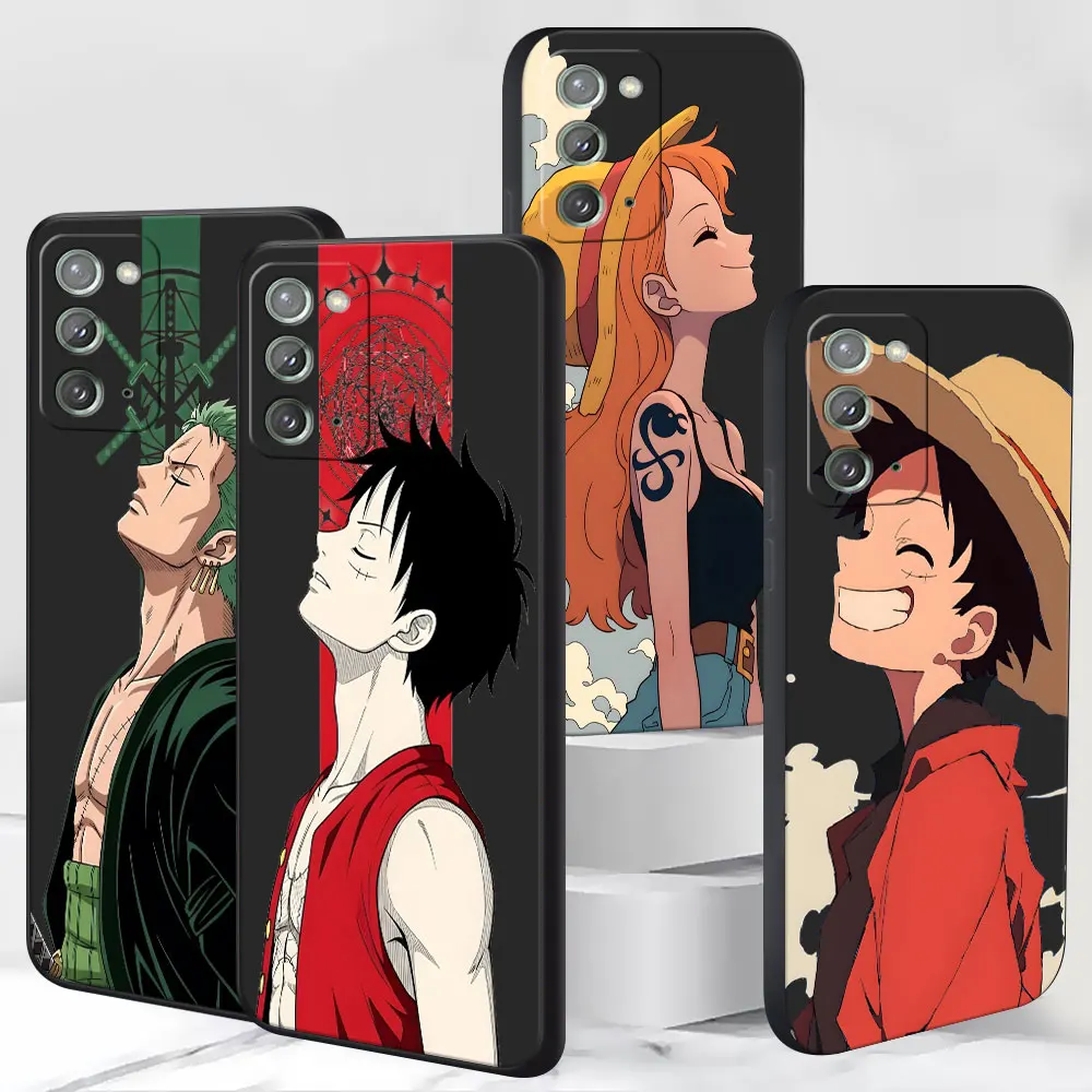 TPU Frosted Case for Samsung Galaxy Note 10 Plus 20 Ultra 5G 9 Black Phone Cover M12 J6 Plus M02 Japanese Anime Luffy Zoro Nami