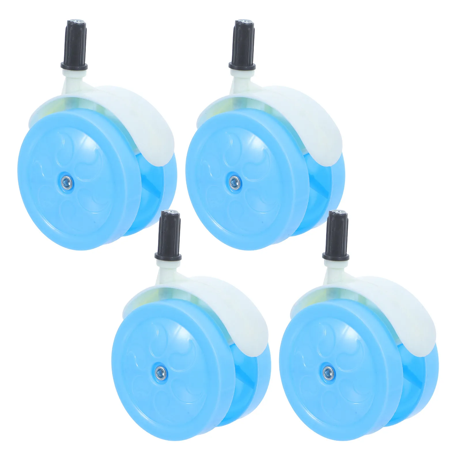 4Pcs Baby Stroller Wheel Replacement Plastic Universal Swivel Push in Straight Insert Easy Install Blue Back Wheels Walker