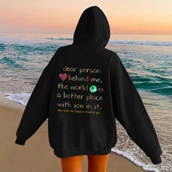 Dear Person Behind Me Hoodie Mental Health Awareness Pullover Vintage Aesthetic Hoodie With Words on Back Unisex Trendy Hoodies