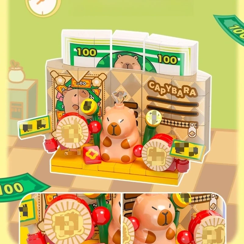 셈보 만화 카피바라 블록 창의적 퍼즐 트렌디 카피바라 업무 기록 직장 DIY 조립 모델 장식품 장난감