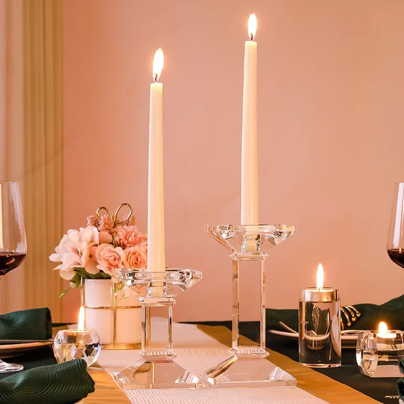 

Romantic Crystal Glass Candle Holders European Wedding Table Candlesticks Candelabra Centerpiece Home Decorations Room Ornaments