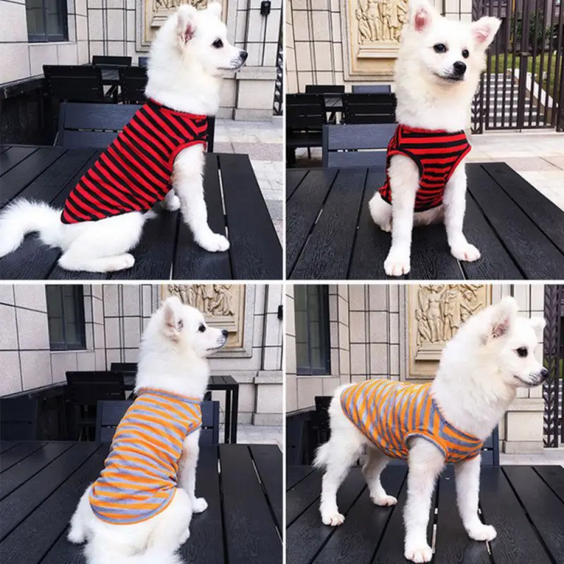 Dog Striped Shirt Lightweight Vest Soft Breathable Cool Pet Clothes Sleeveless Tank for Boy Girl Small Dogs Cats Puppy Outdoor