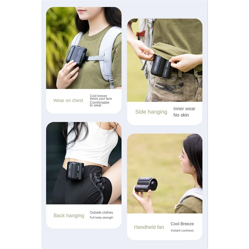 

AB41-3X USB Portable Personal Hanging Waist Fan 4500Mah Recharge Wearable Electric Fan Outdoor Sports Air Conditioner Fan-B