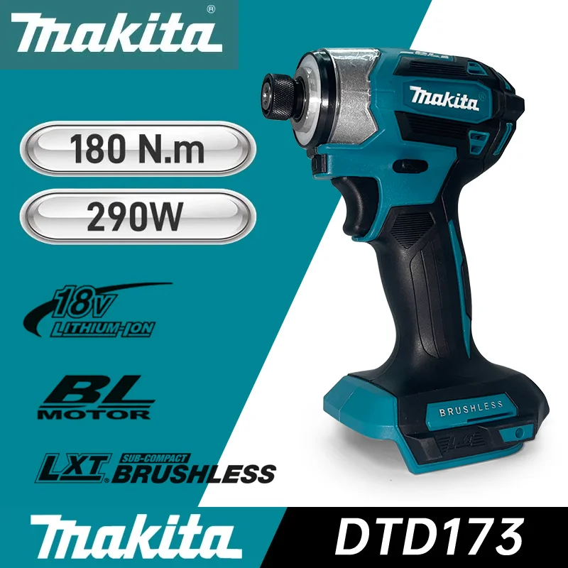 Makita DTD173 1800 tpm accu-slagschroevendraaier 180Nm borstelloze motor elektrische boor hout / bout / T-modus voor Makita 18V batterij