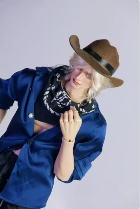 

A113 children handmade toy id75 uf75 am77yc76 uncle BJD/SD Doll clothes blue color Glossy shirt 1pcs