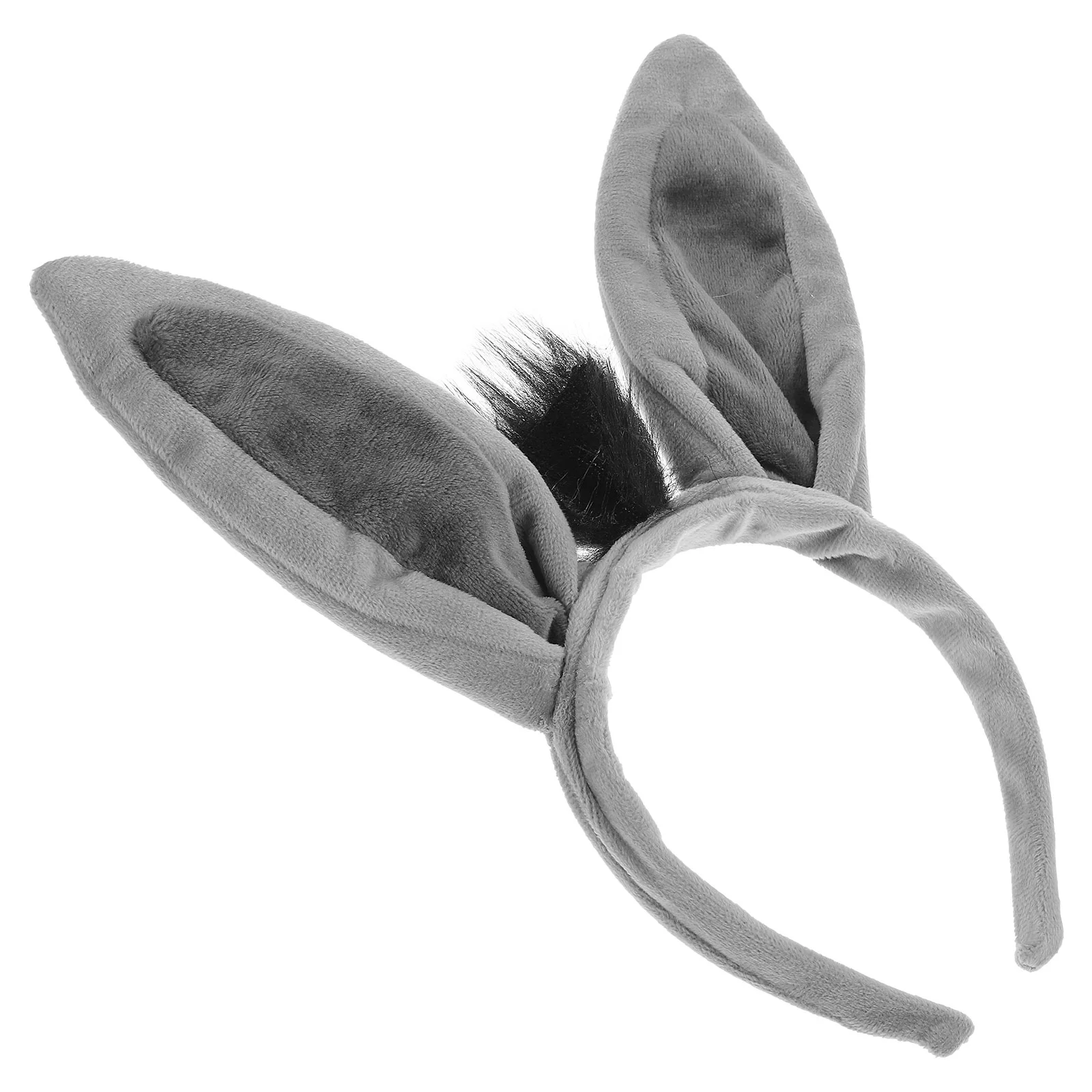 

Cow Horn Headband Donkey Flapper Headpiece Ears Hairband Costume Grey Fabric Man Animal