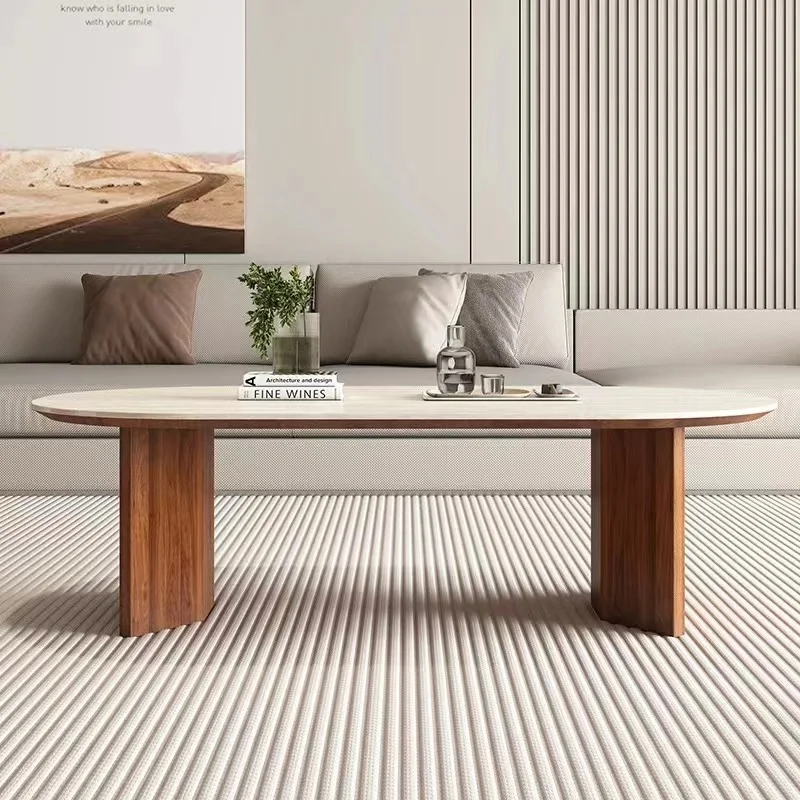 Cream antique solid wood coffee table modern simple living room household small apartment view 4