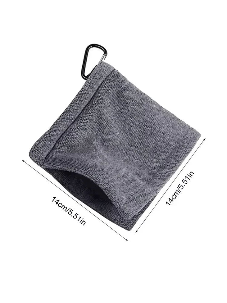 Square Microfiber Golf Ball Cleaning Towel with Carabiner Hook Water Absorption Cleaner Club for Head Wipe Cloth Clean - view 2