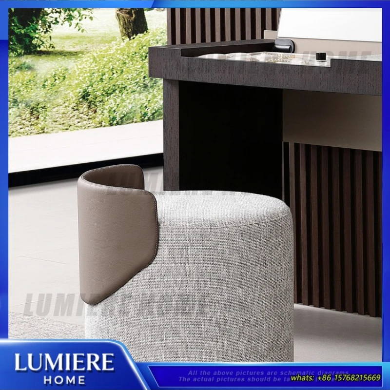 

Минималистичный табурет для туалетного столика, современный роскошный круглый стул для макияжа, элегантный простой дизайн, скамья для спальни, домашний декор