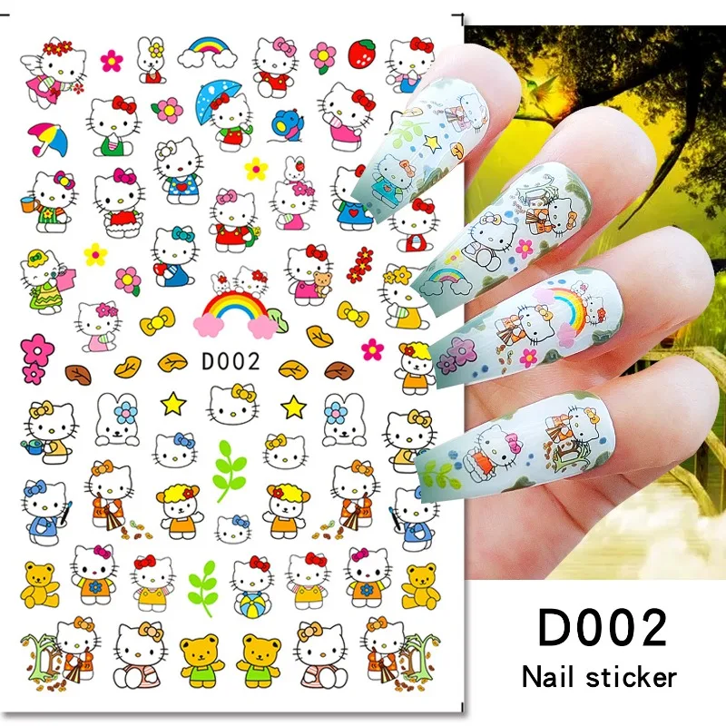 

10pcs Hello Kitty Stickers Cute Anime KT Women Accessories Nail Decoration Children Toy Desktop Ornament Girl Gift Wholesale