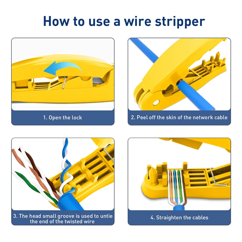 Image of B97A-4-in-1 RJ45-Netzwerkkabelwerkzeug mit Schneiden, Abisolieren, Entwirren und Begradungsfunktionen gilt für STP/UTP-Kabel