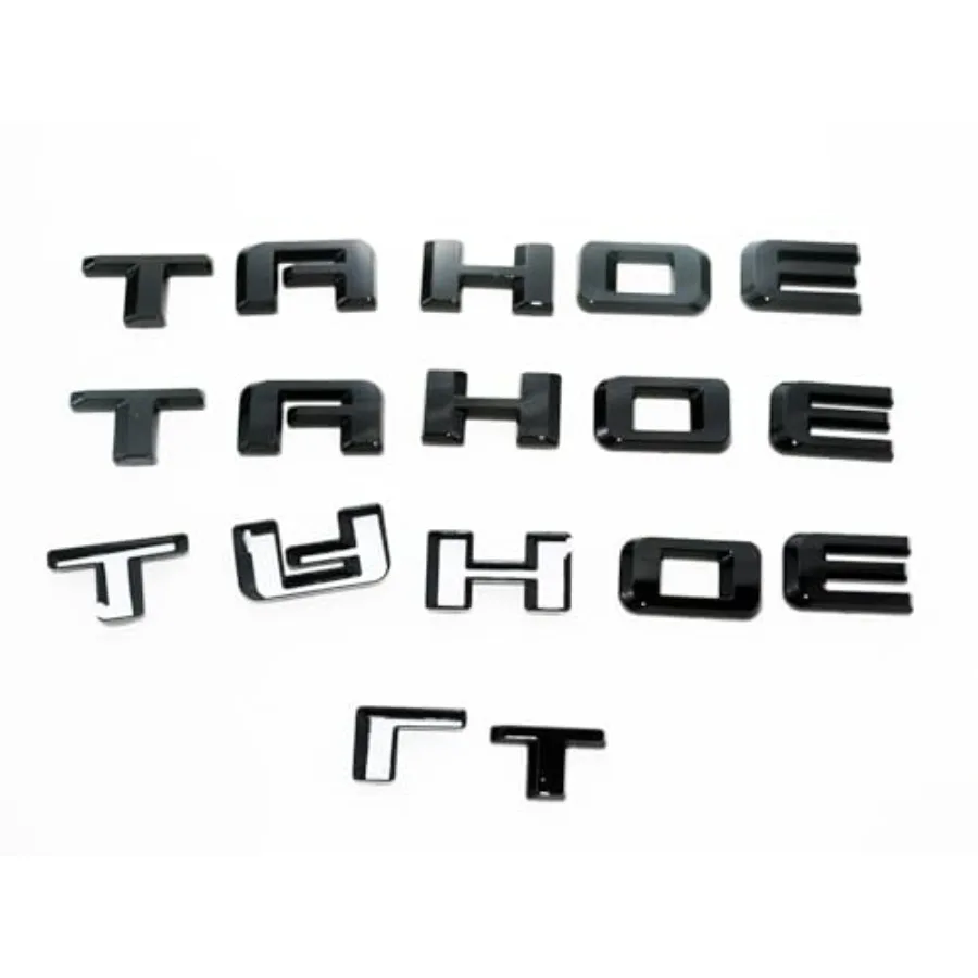 

Overlay Door Rear Emblem 3D Badge Letters Replacement for 2021+ Tahoe LT 4PCS Gloss Black