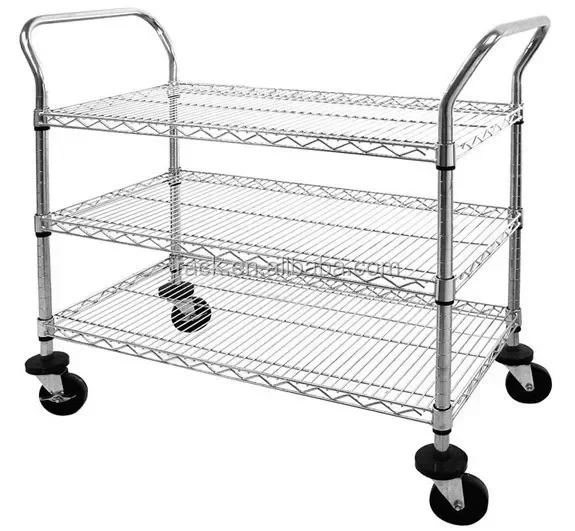 Knock Down Style Movable 3 Tiers Chrome Metal Trolley Price