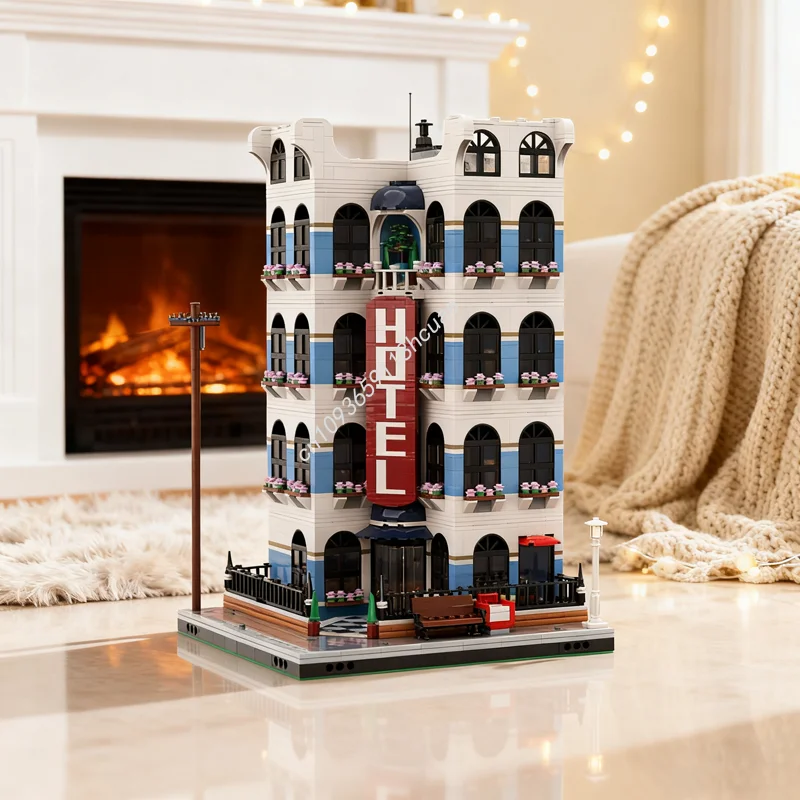 

3578 шт. MOC угловой отель, модульная модель, строительные блоки, сборка игрушки «сделай сам», креативная идея, образование, рождественские подарки, кирпич, день рождения