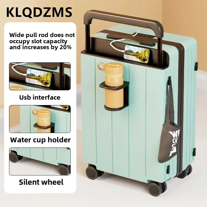 KLQDZMS Cabin Suitcase ABS+PC Boarding Case Multi-functional Trolley Case USB Charging Trolley Case 20"22"24"26"28 Inch Luggage