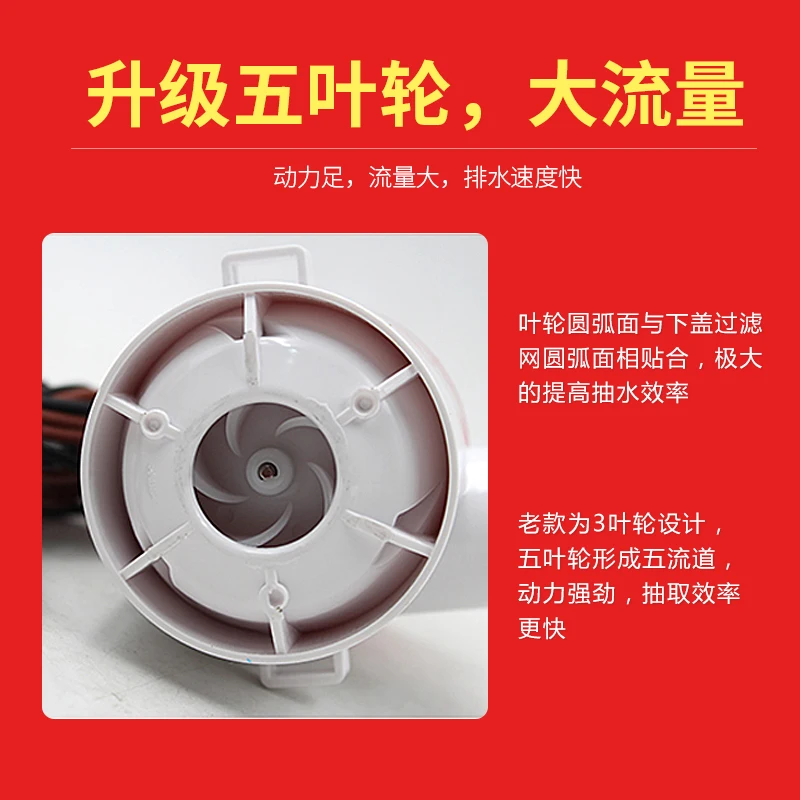 12V/24V DC Submersible  Bilge  Small Drainage Pump Swimming Boat Pumping Bottom Suction 1100GPH