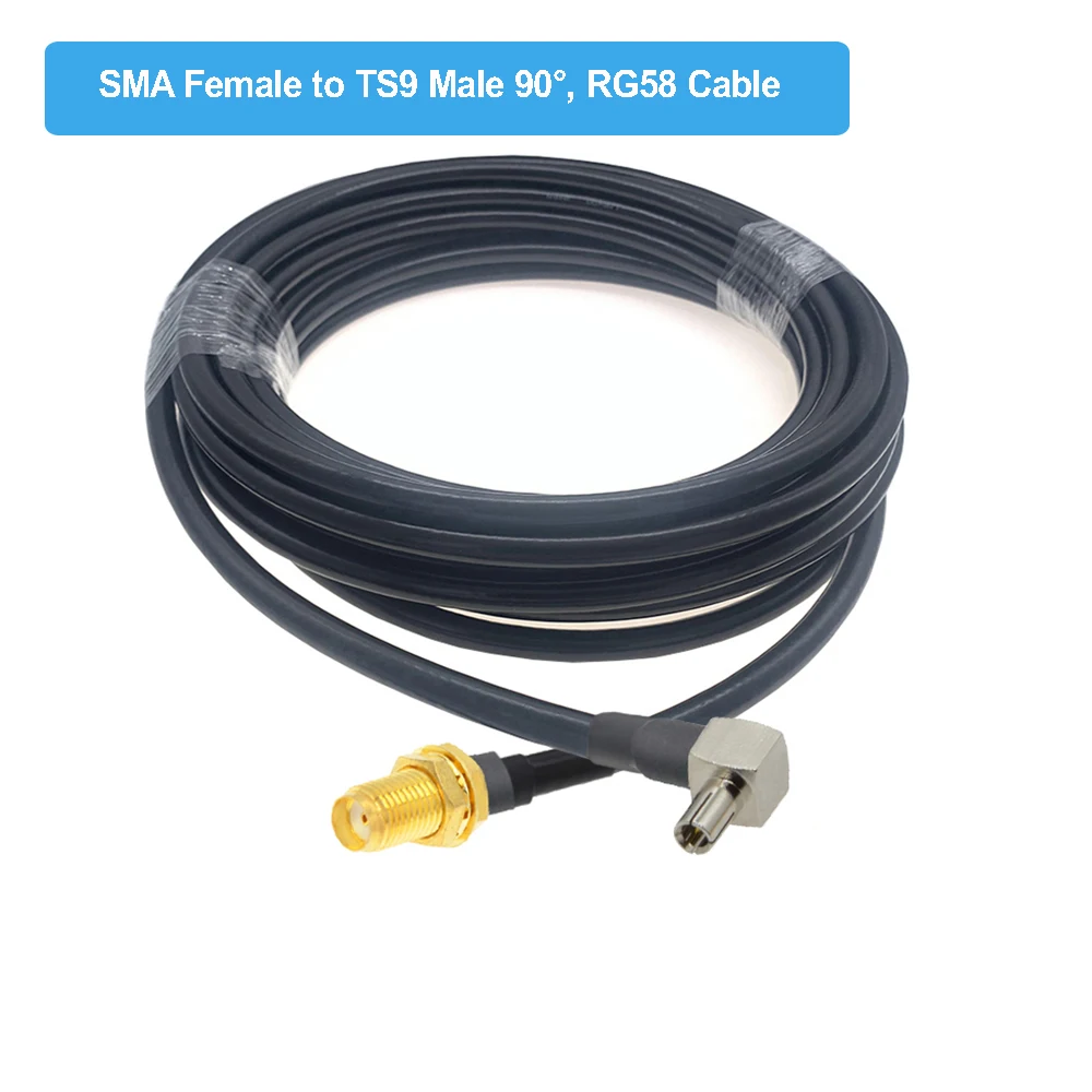 SMA Female to TS9 Male Right Angle Plug RG58 Cable 50 Ohm RF Coaxial Pigtail WIFI 3G Modem Extension Cord Jumper Adapter