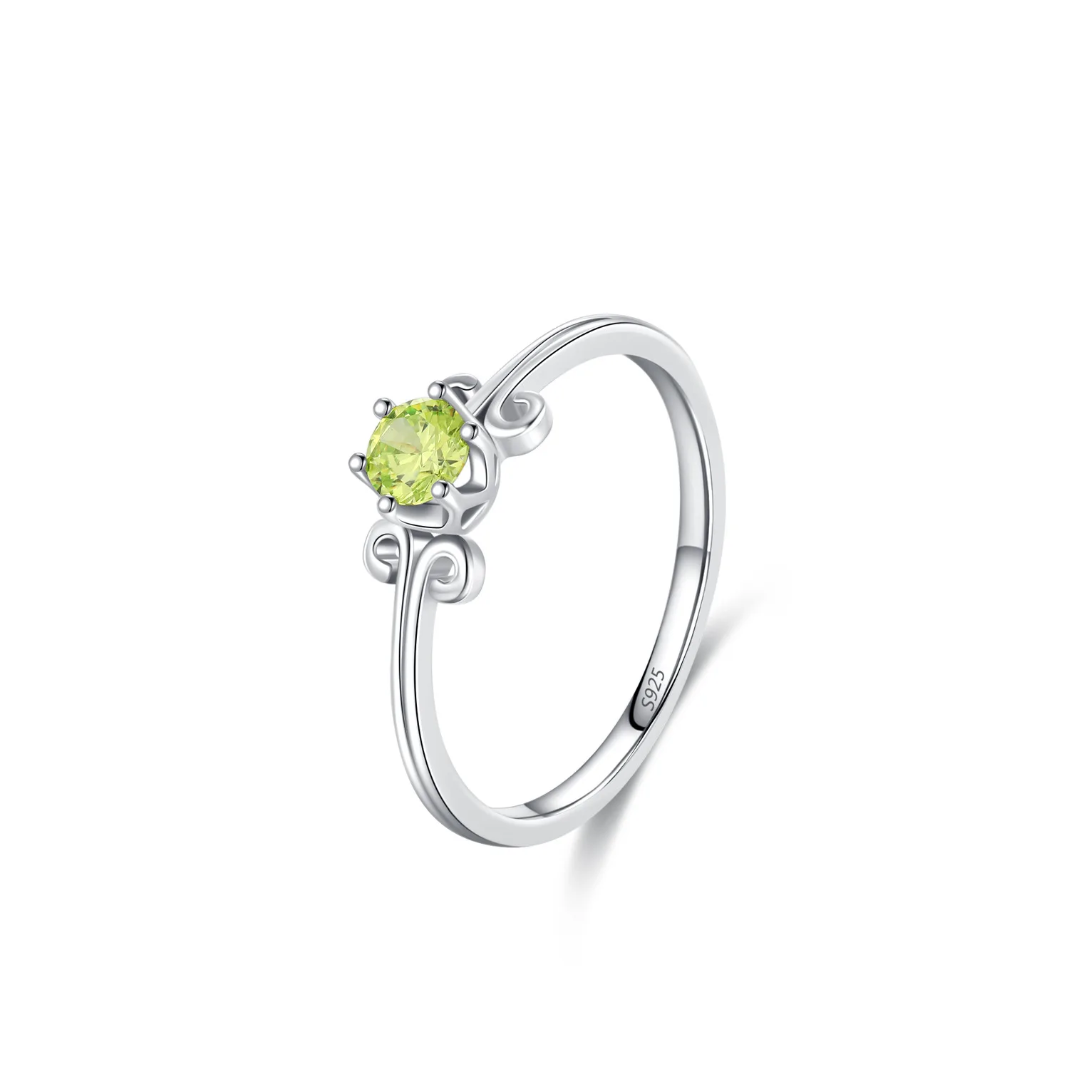 S925 Sterling Silver Fresh Apple Green Colorful Treasure Temperament Ring Women's Fashion Classic Single Diamond Finger Ring