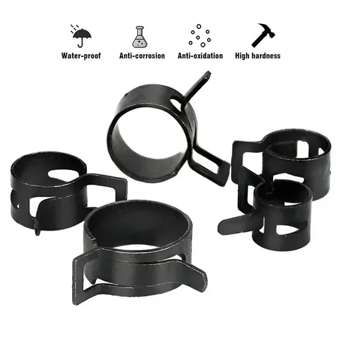 Imagen 2 del producto 165 Uds 6-22mm negro Q673B resorte de vacío combustible aceite manguera de agua Clip tubo para abrazadera de banda Kit surtido de sujetadores de Metal + alicates