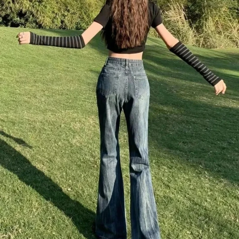 

Women's Jeans Loosefit Flare Flared Female Cowboy Pants Baggy Japanese Y2k Clothes Trend 2025 Korean Fashion 2000s Emo Trousers